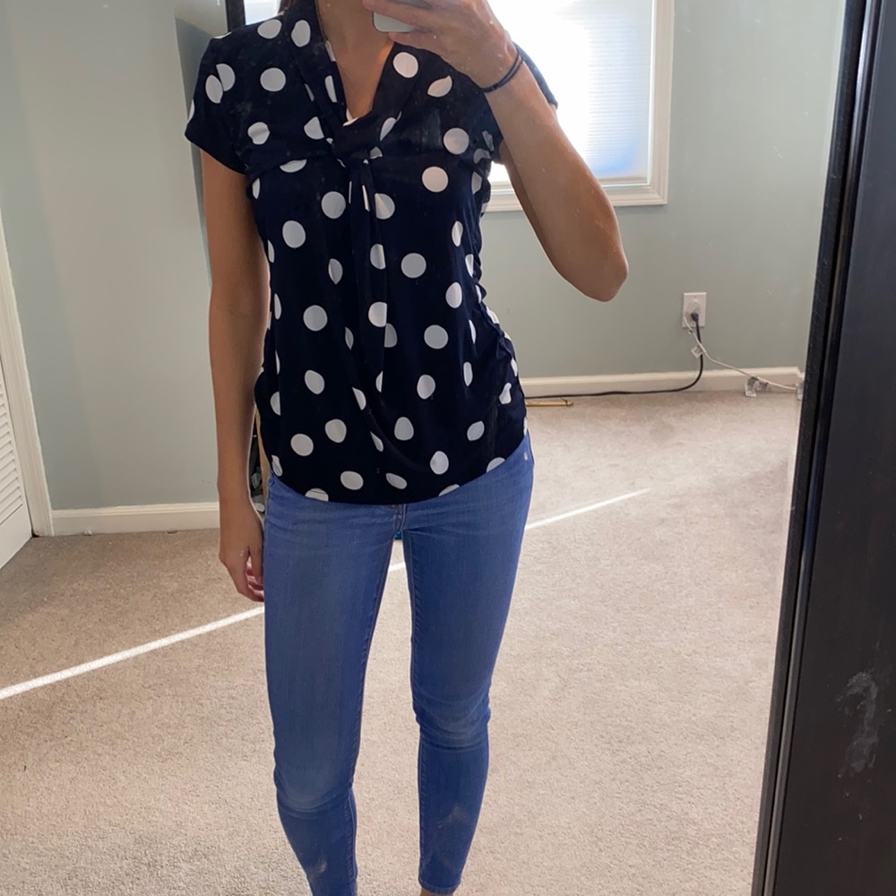 Polka dot short sleeved blouse